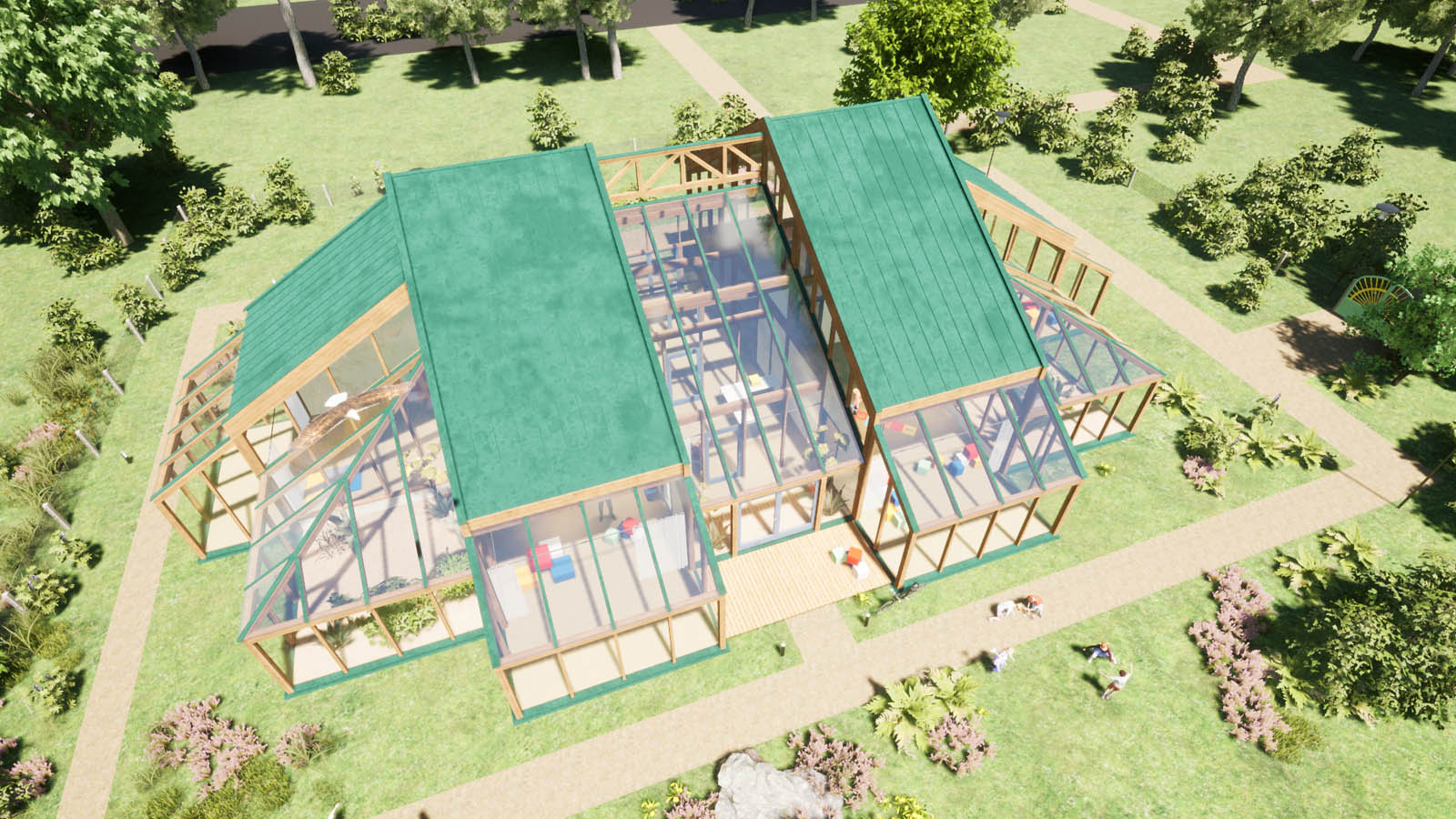 Holzskeletthaus Vogelflug