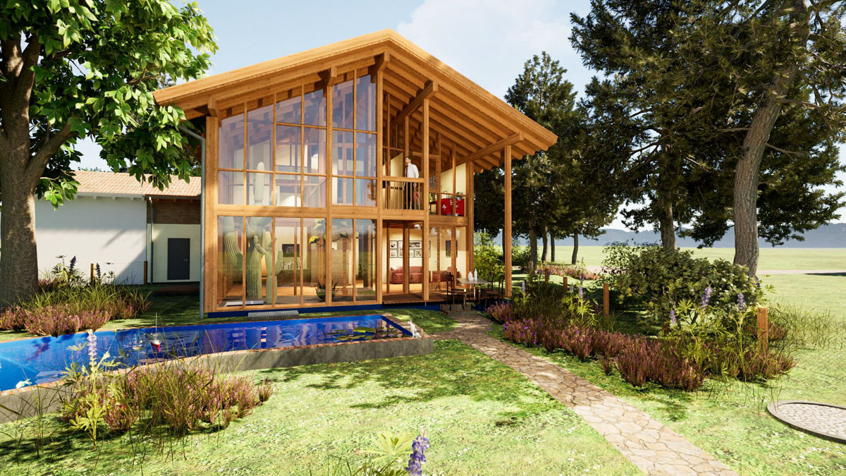 Holzskeletthaus in Amerang - Südseite Holzskeletthaus in Amerang - Südseite