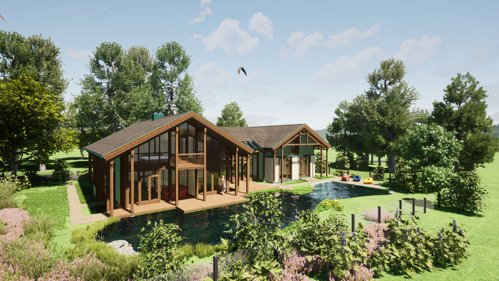 Holzskeletthaus Holzskelettbau Südwestseite