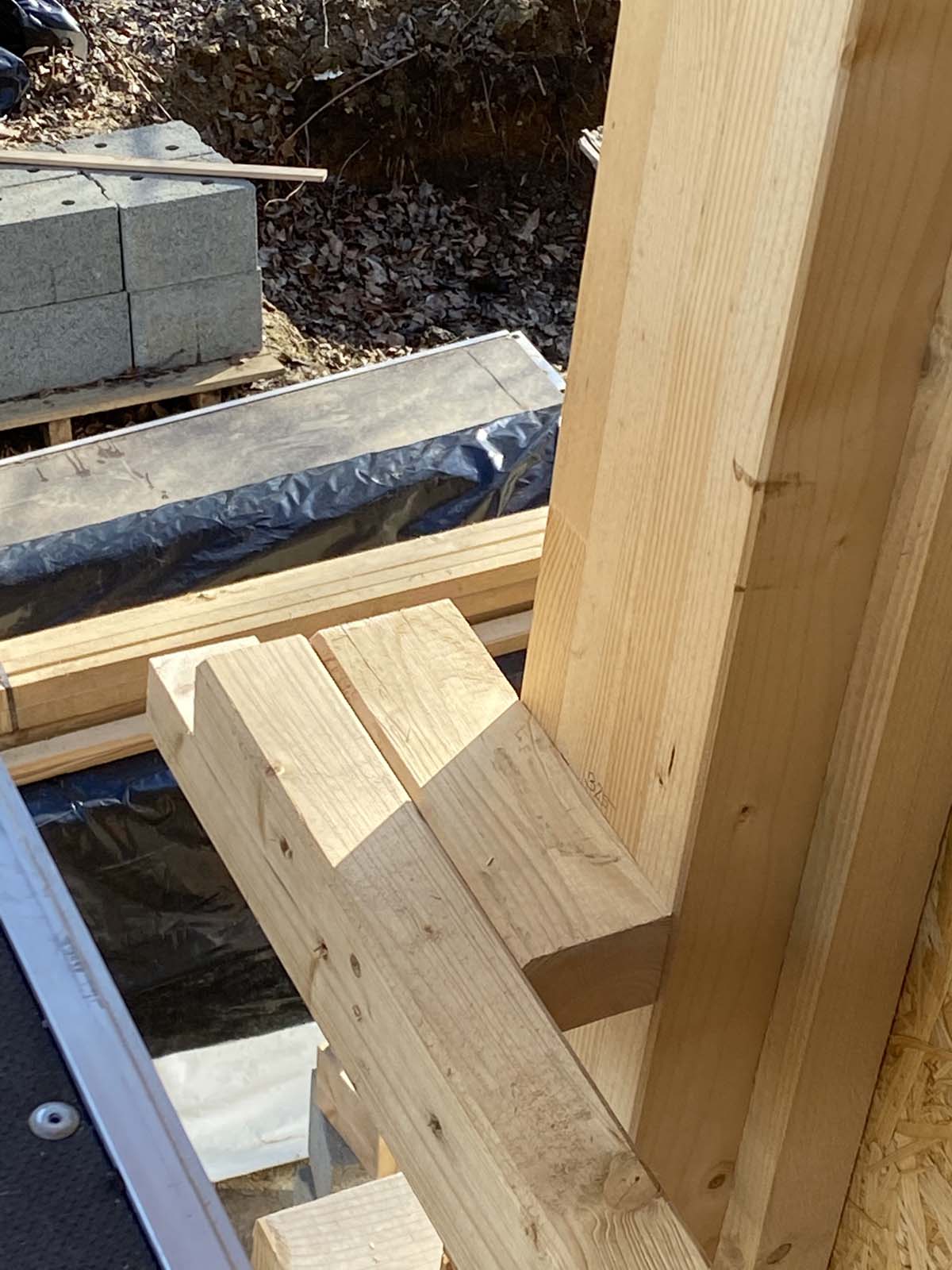 Holzskeletthaus - Firstanschluss des Gewächshauses mit Unterblatt Holzskeletthaus - Firstanschluss des Gewächshauses mit Unterblatt