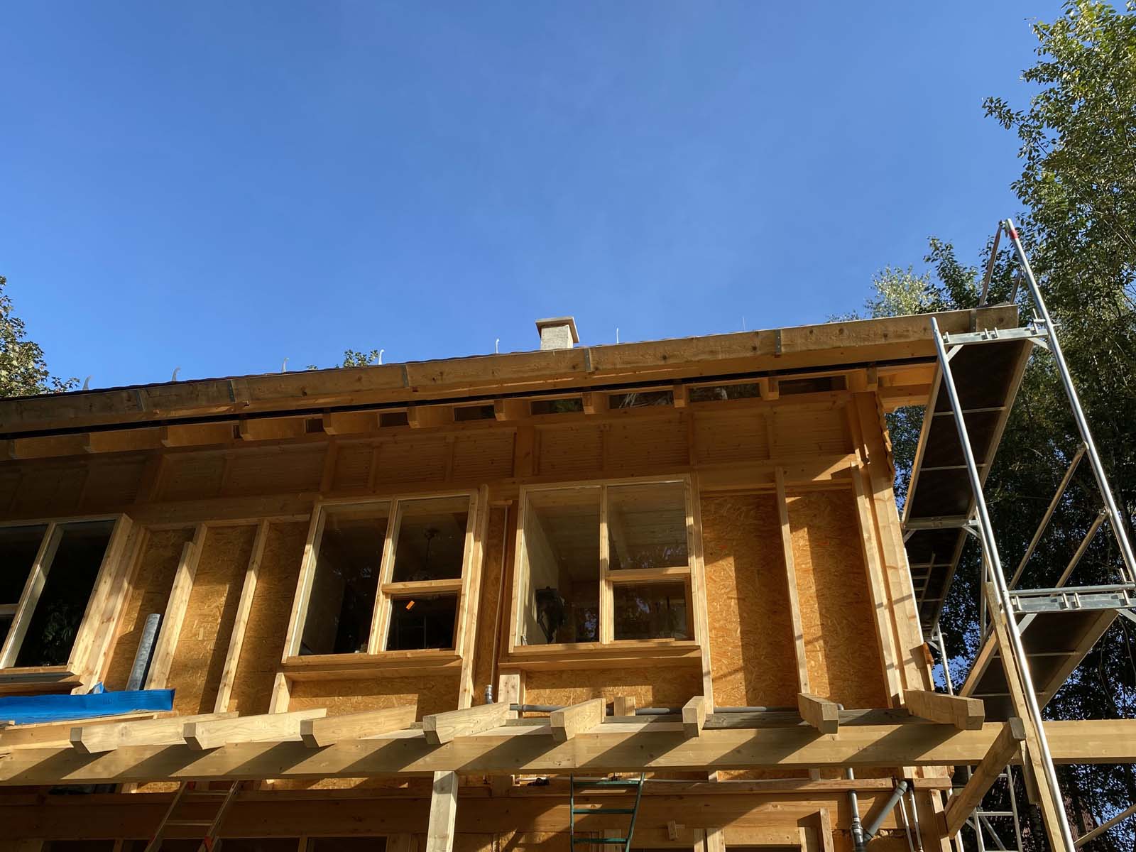 Holzskeletthaus - Fassade in der Morgensonne Fassade in der Morgensonne