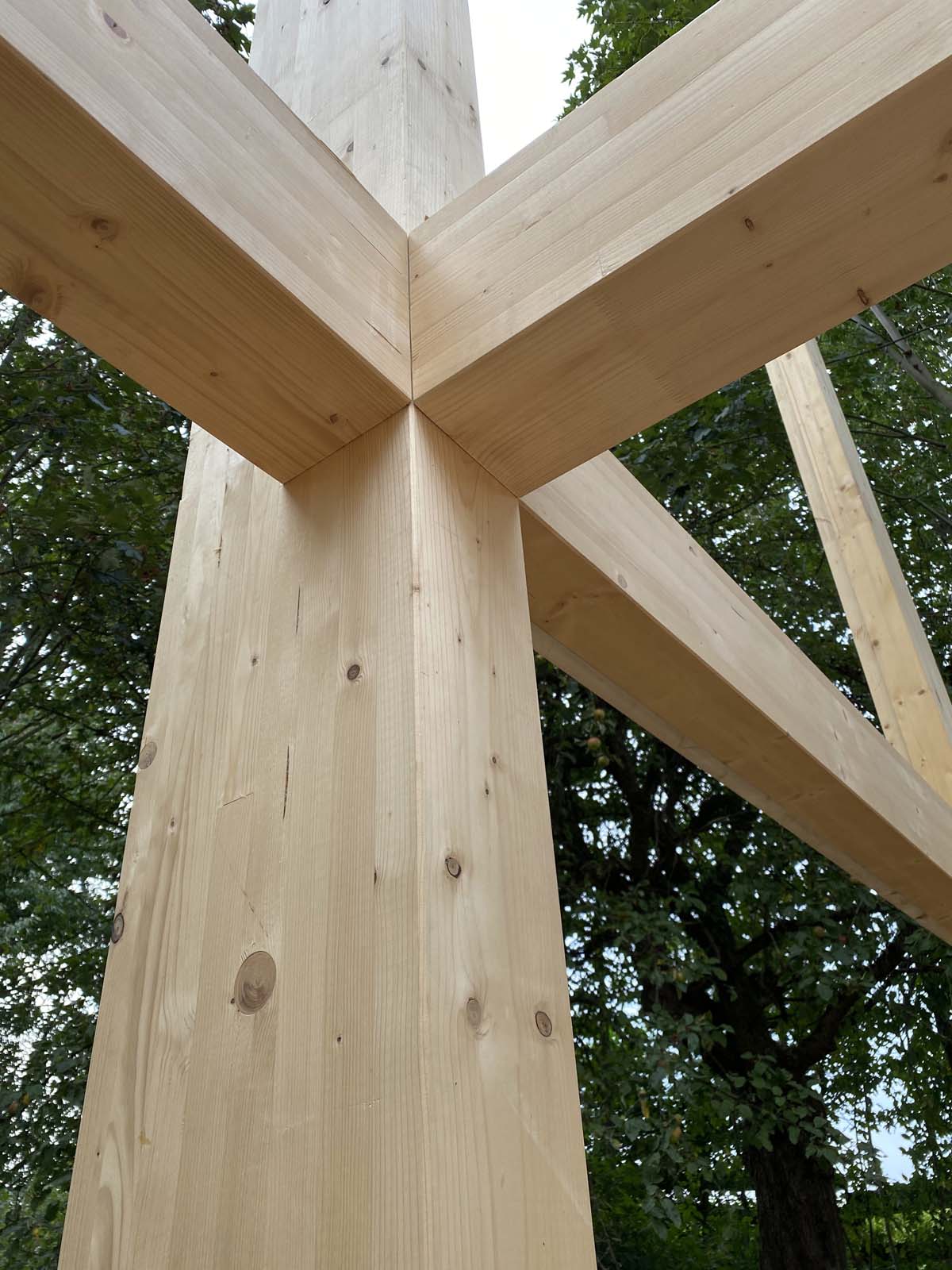 Holzskeletthaus - Unterzüge sind auch am Platz - ohne Stabdübelgefummel und Knotenbleche Holzskeletthaus - Unterzüge sind auch am Platz - ohne Stabdübelgefummel und Knotenbleche