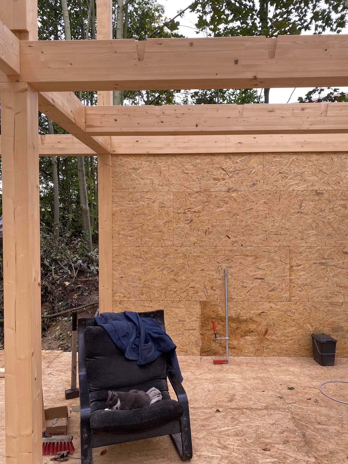 Holzskelettbau erste Wandschalungen Holzskelettbau erste Wandschalungen