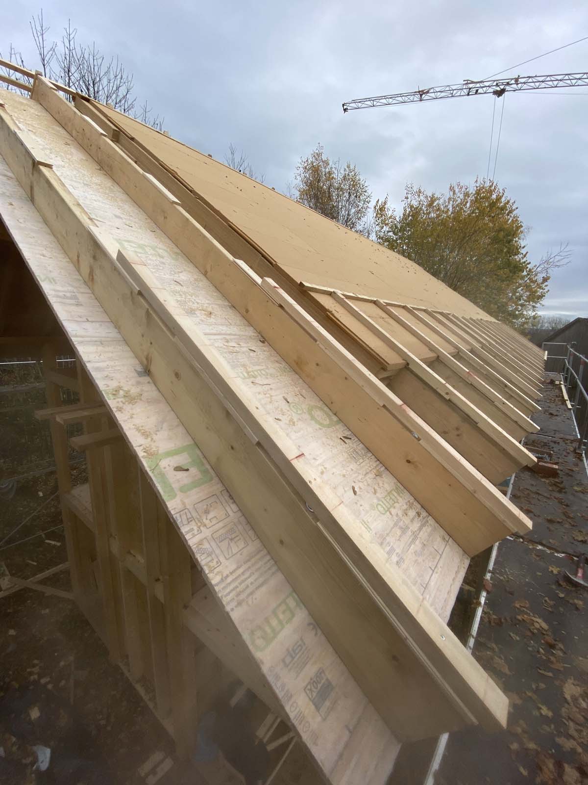 Holzskeletthaus - einlatten Holzskeletthaus - einlatten nicht gedämmter Bereich