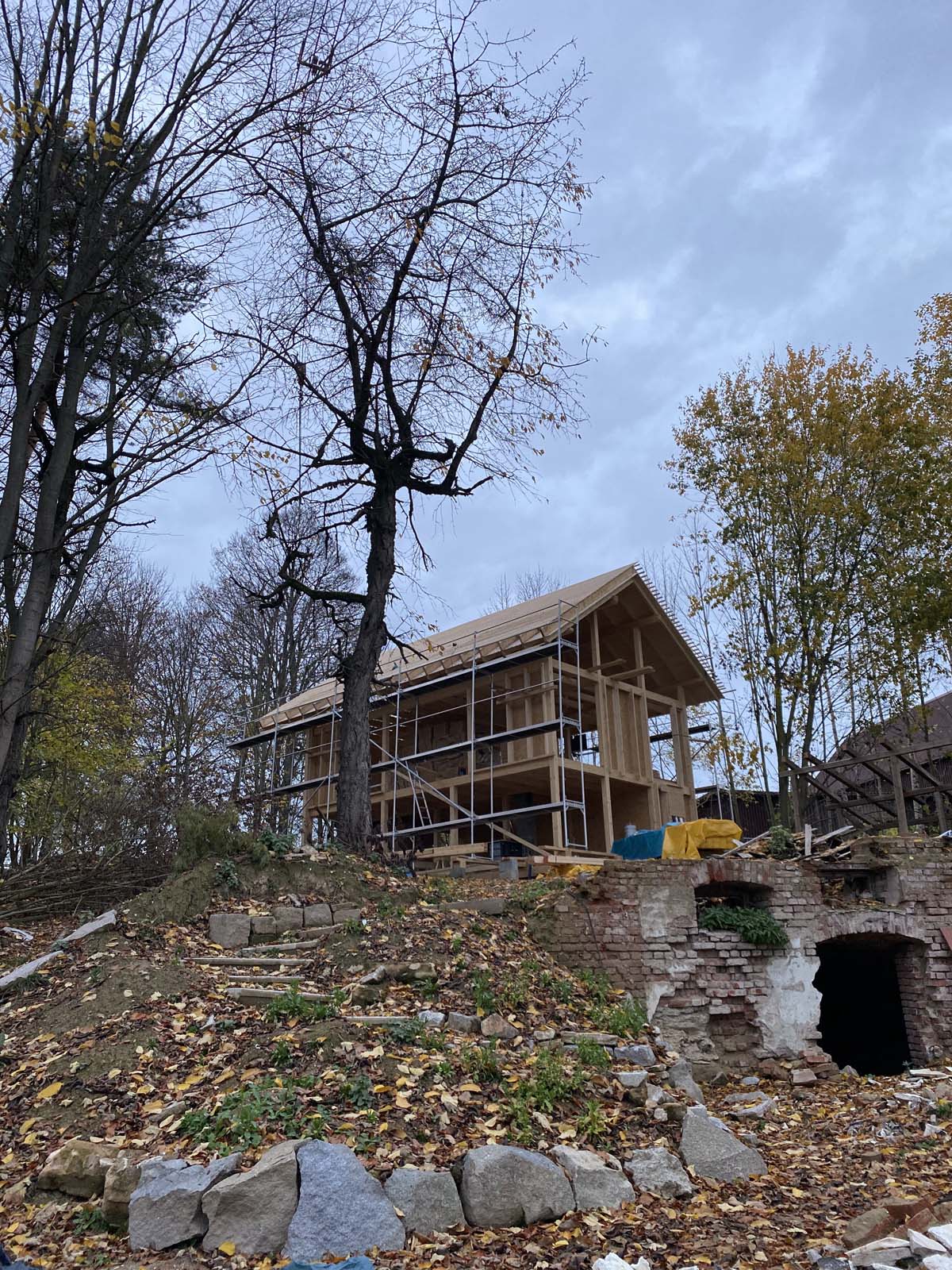 Holzskeletthaus - einlatten Holzskeletthaus - einlatten