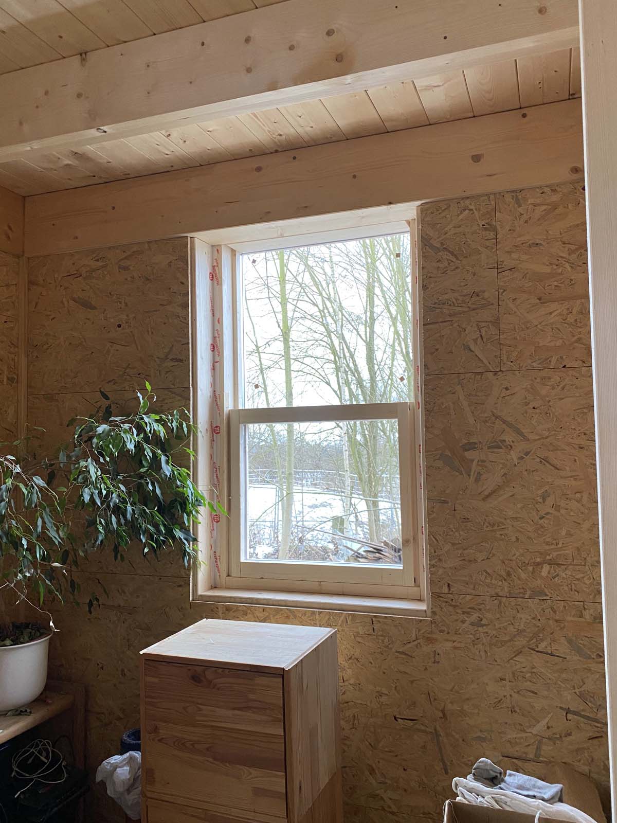 Holzskeletthaus - vertikales Schiebefenster vertikales Schiebefenster